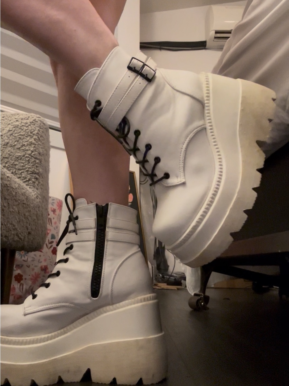 Women's White Demonia Shaker 52 Platform Boots